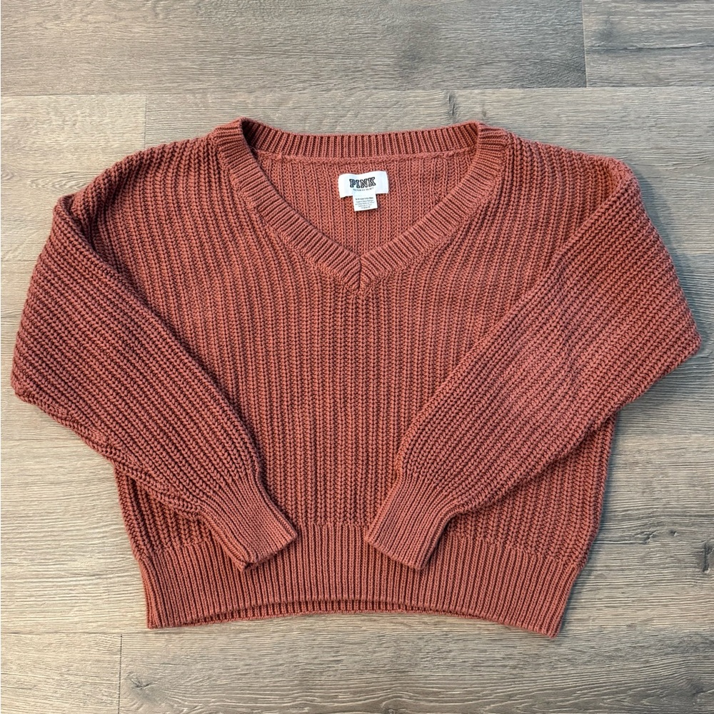 Victoria’s Secret Pink Y2K 2000s Preppy Knit V-Neck Sweater Dusty Mauve Pink